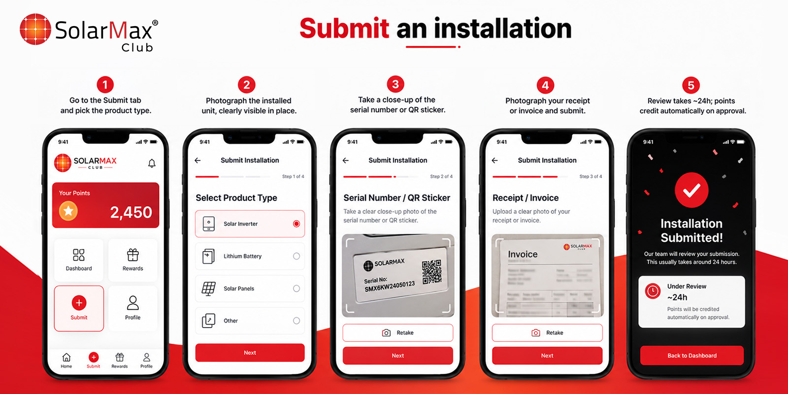 Submit an installation — app screenshot