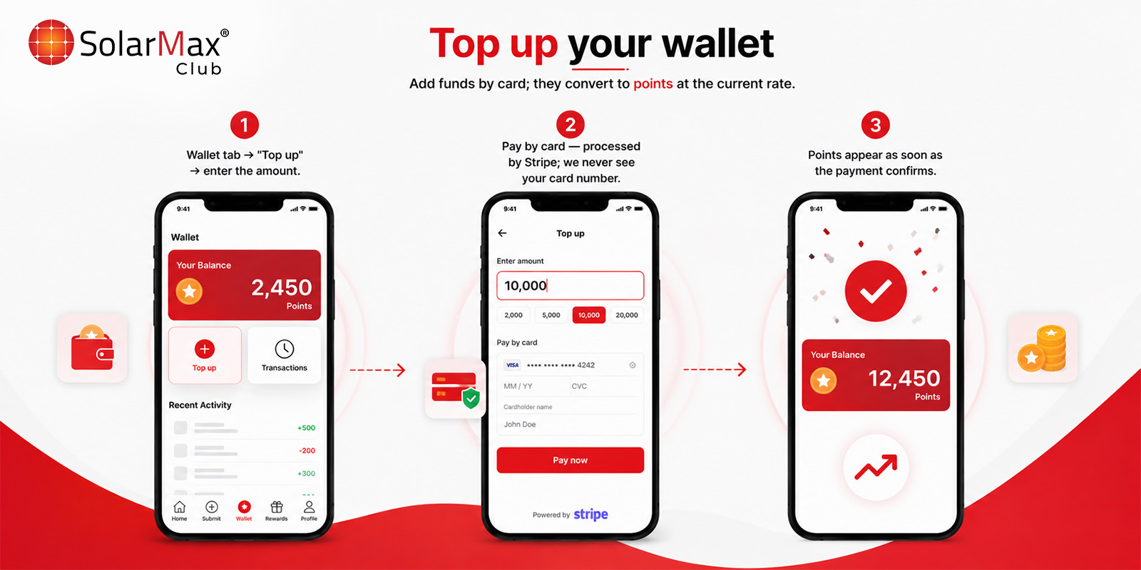 Top up your wallet — app screenshot