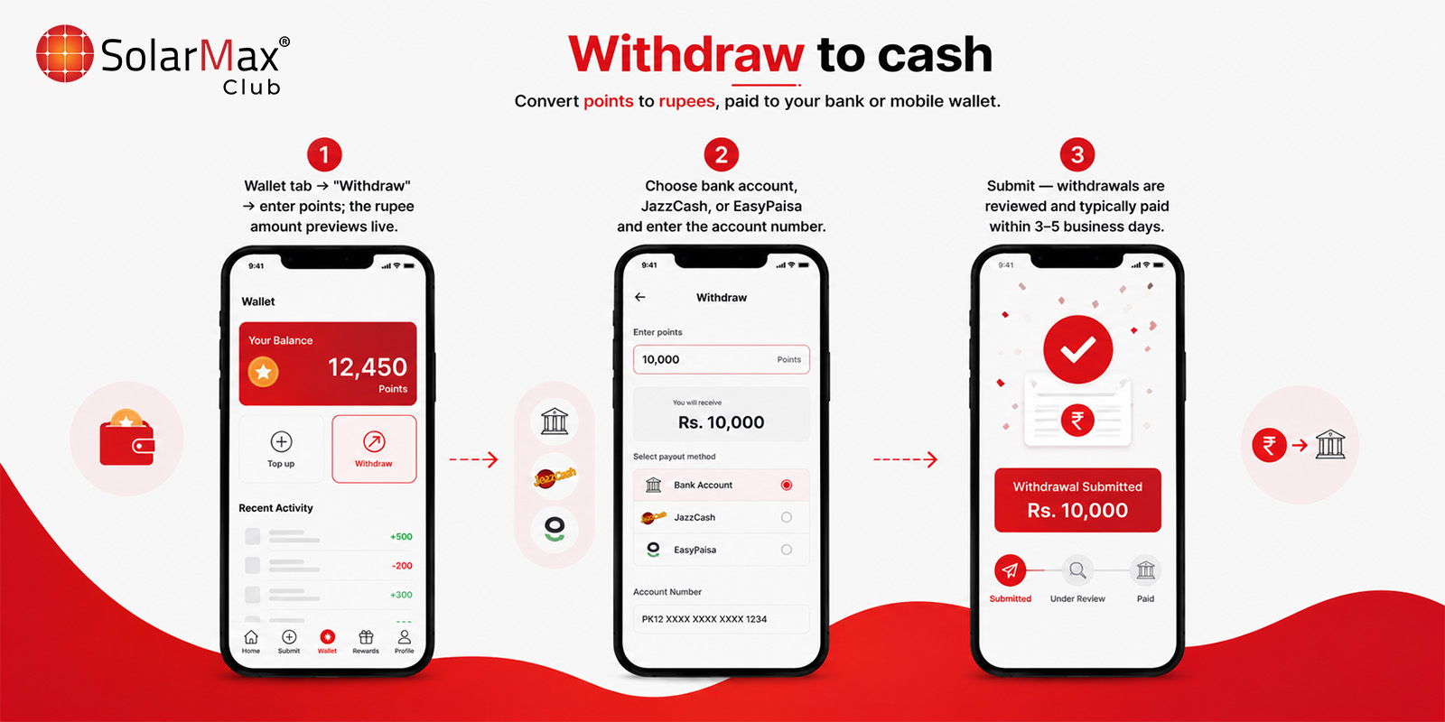 Withdraw to cash — app screenshot
