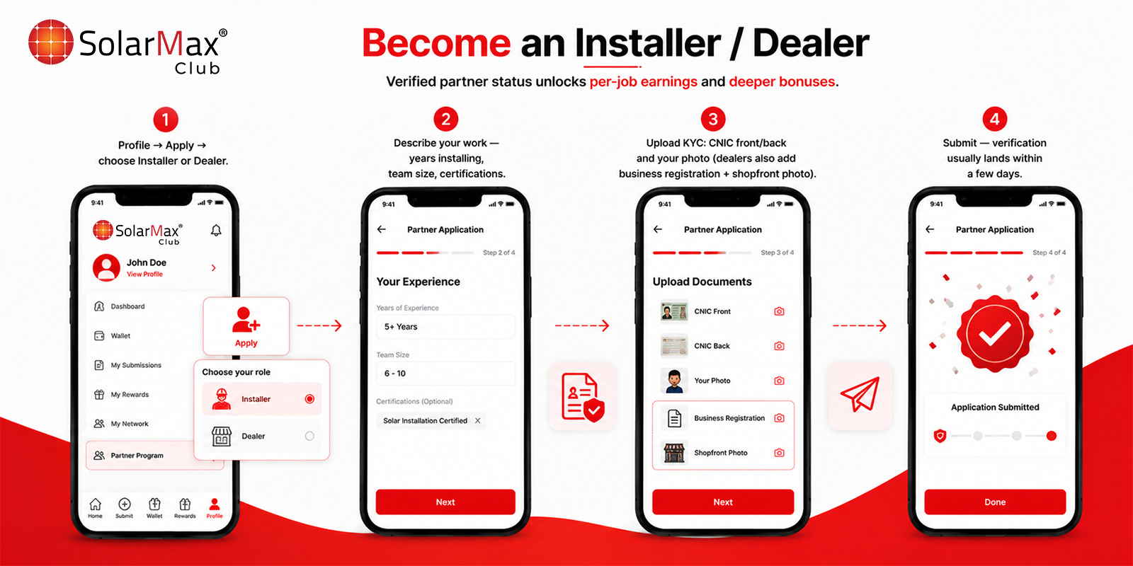 Become an Installer / Dealer — app screenshot