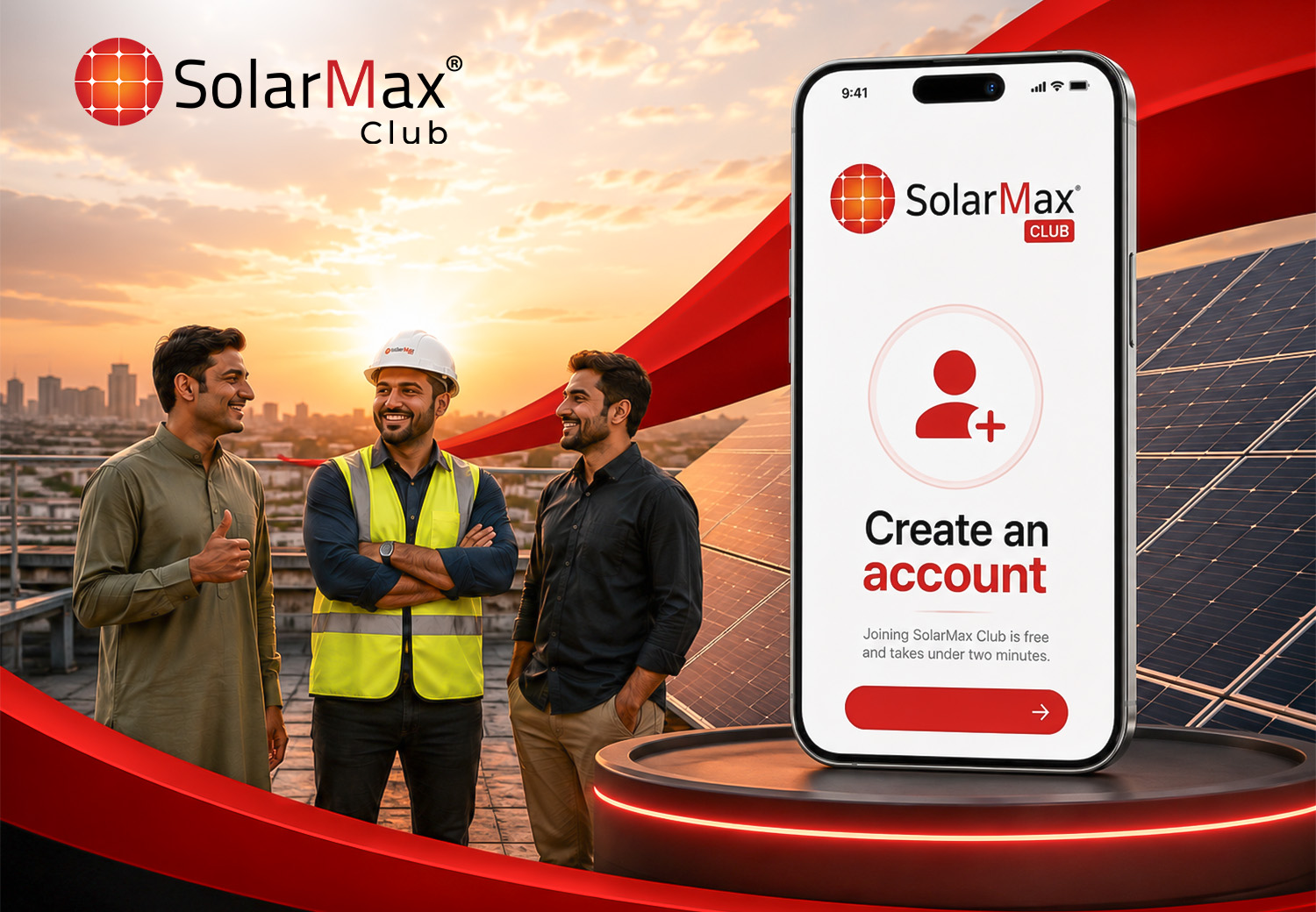 SolarMax installation team at work on a rooftop