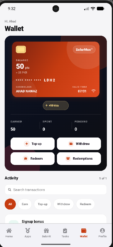 SolarMax wallet